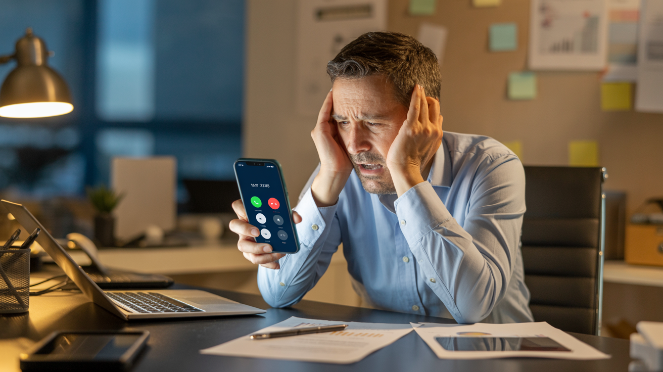 Stressed Vancouver business owner dealing with missed calls